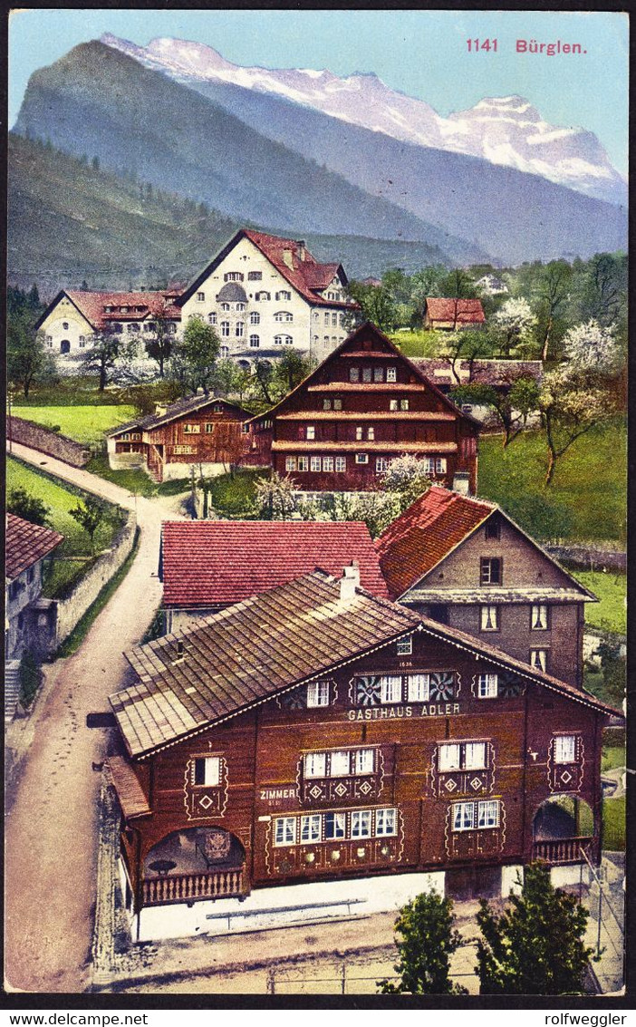 1939 mit Feldpost gelaufene AK aus Bürglen mit Gasthaus Adler.