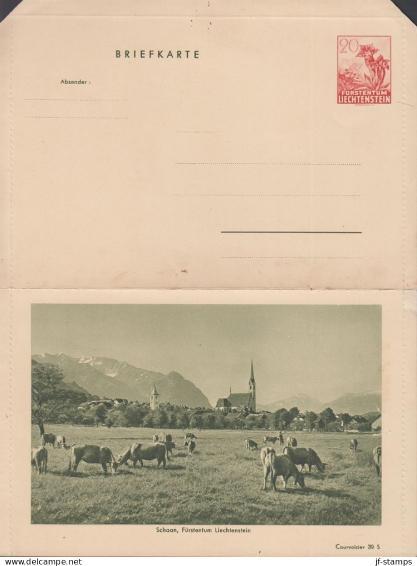 1940. LIECHTENSTEIN. BRIEFKARTE 20 Rp. Enzian. Motive Schaan, Fürstentum Liechtenstein. Courvoisier 39 S. - JF445125