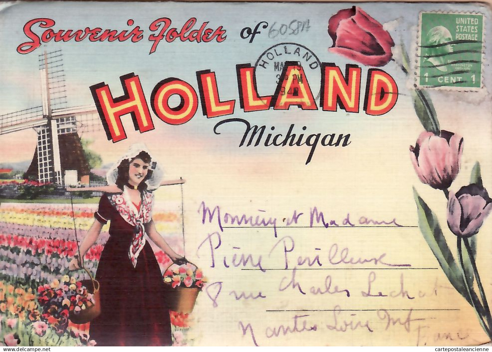 23969 / ⭐ Rare 18 Select Views Souvenir Greetings Folder HOLLAND MI-MICHIGAN 1949 COMPLETE SET in COVER USA