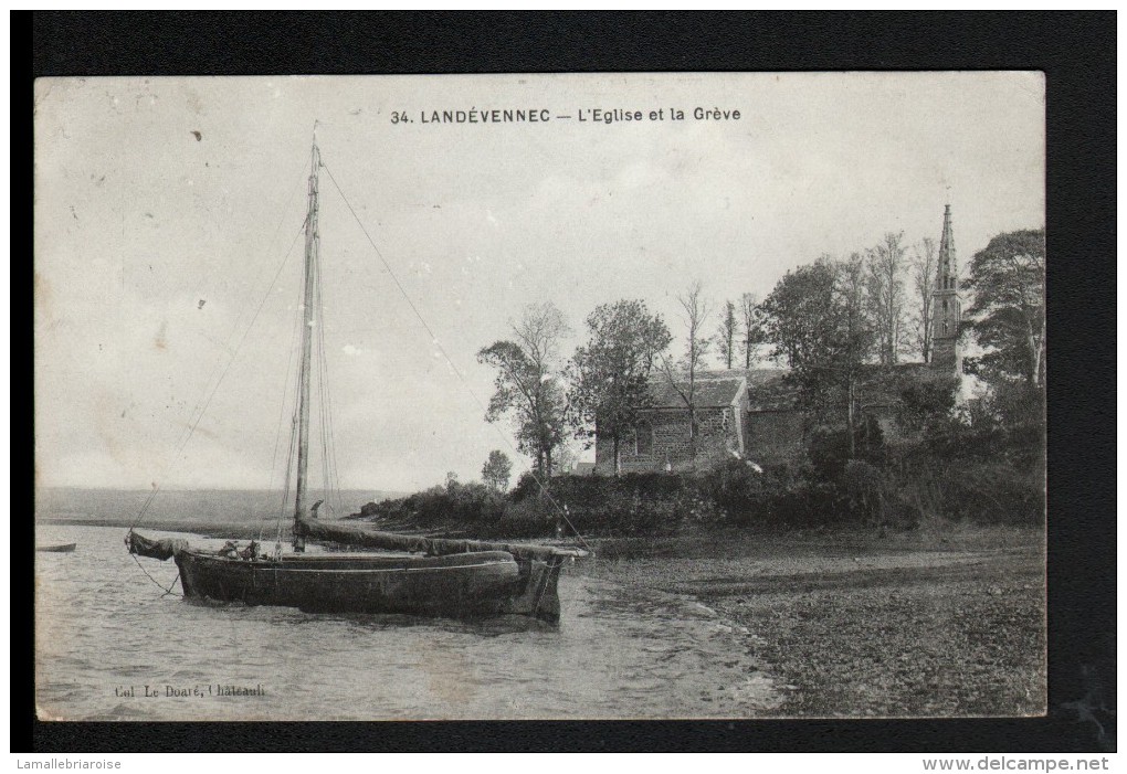 29, LANDEVENNEC, L'EGLISE ET LA GREVE