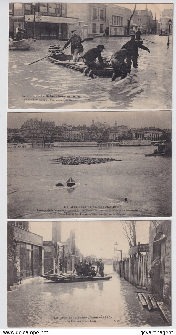 3 CARTES  LA CRUE DE LA SEINE  JAVIER 1910