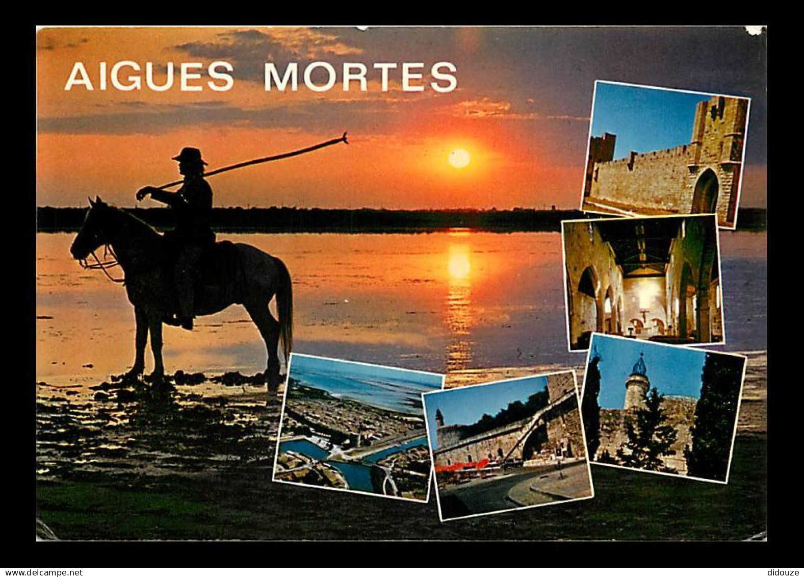 30 - Aigues Mortes - Multivues - Chevaux - Coucher de Soleil - Flamme Postale de Aigues Mortes - CPM - Voir Scans Recto-