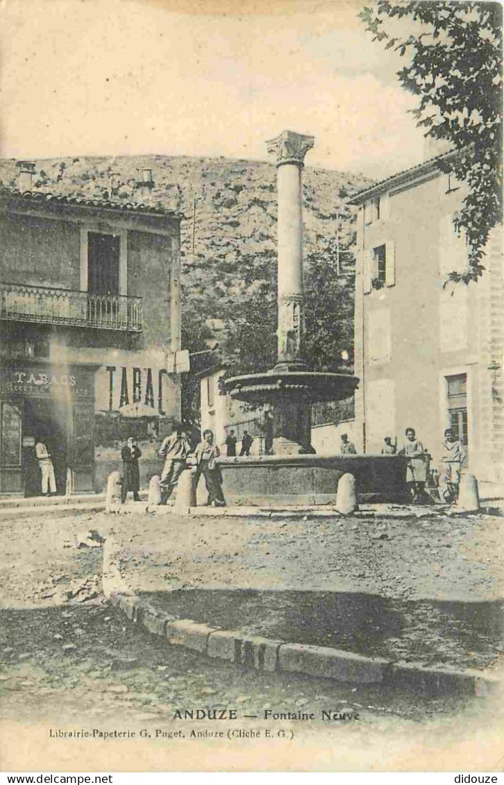 30 - Anduze - Fontaine Neuve - Animée - CPA - Voir Scans Recto-Verso