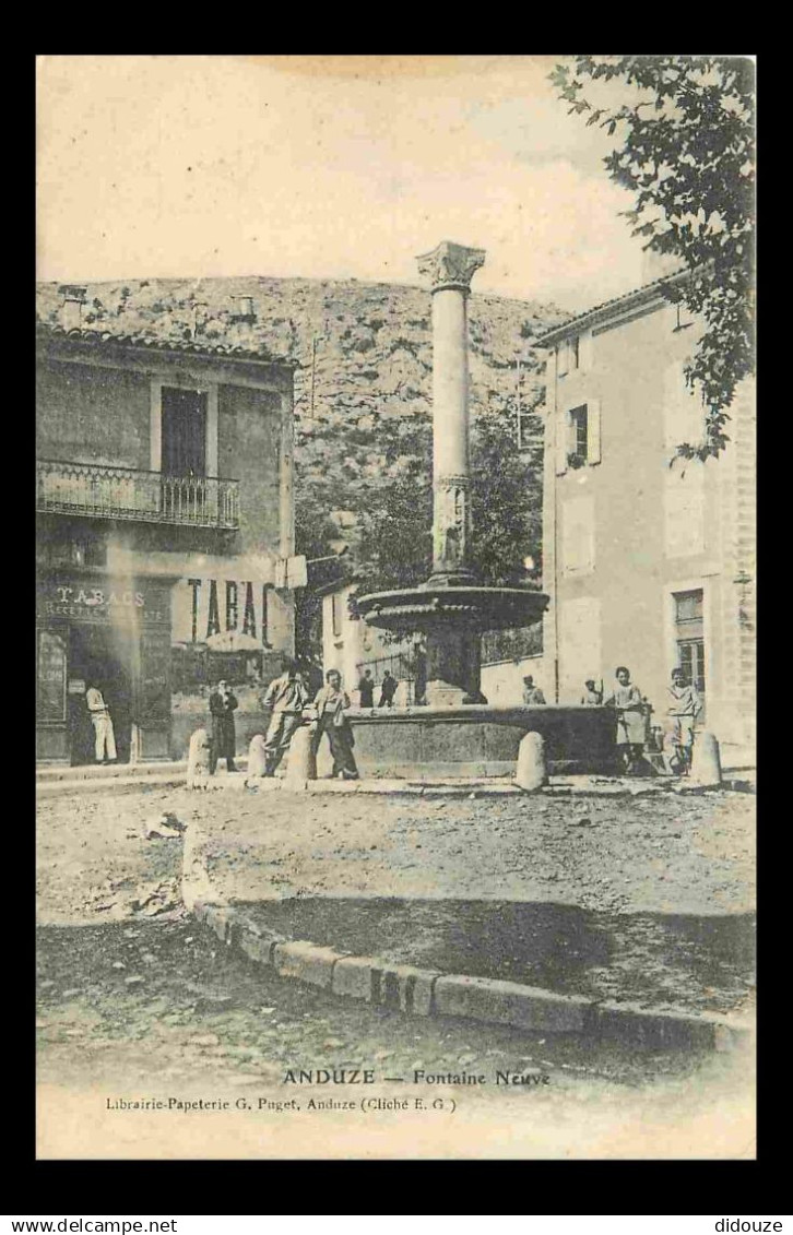 30 - Anduze - Fontaine Neuve - Animée - CPA - Voir Scans Recto-Verso