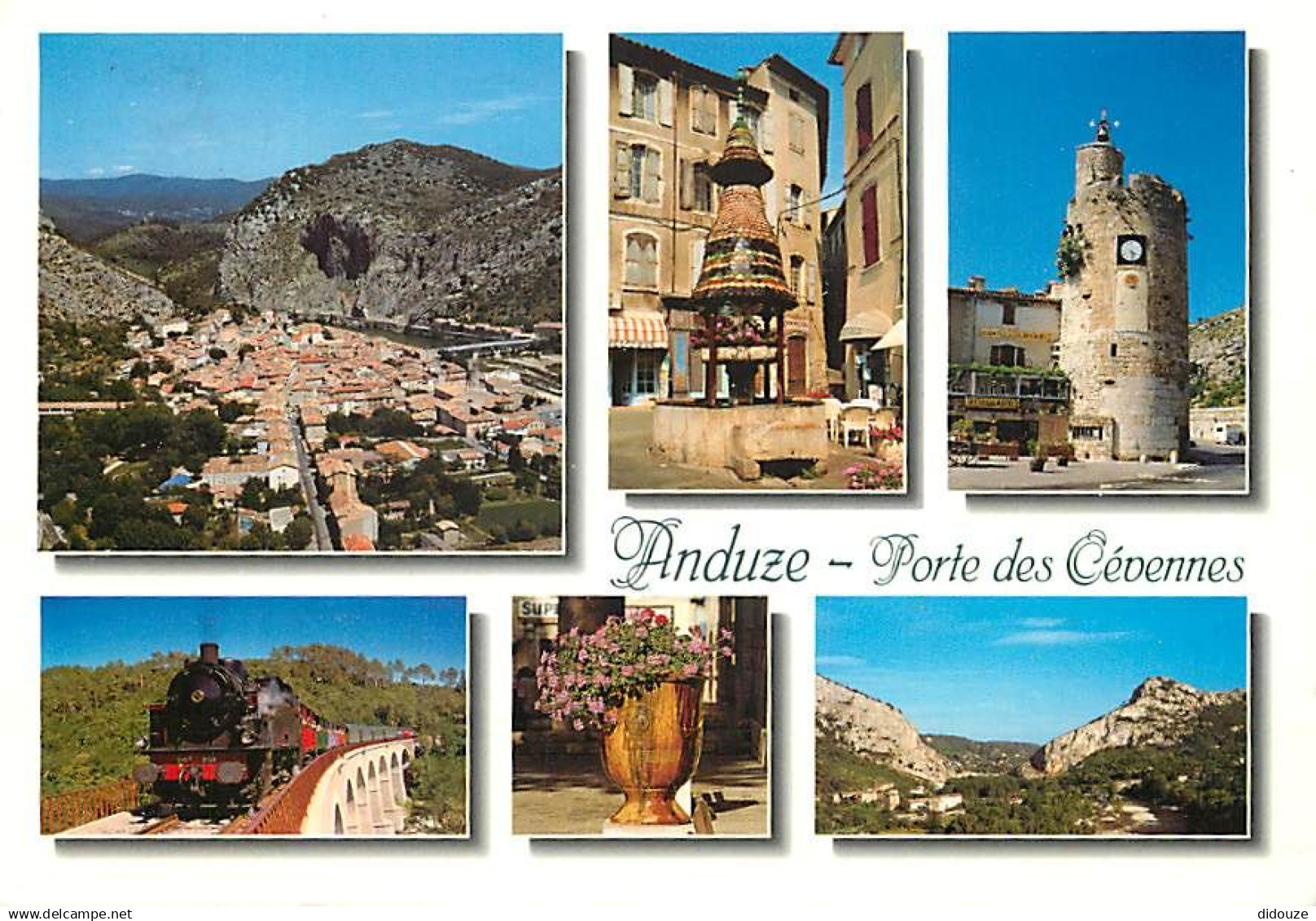 30 - Anduze - Multivues - Trains - Fleurs - Flamme Postale de La Bambouseraie d'Anduze - CPM - Voir Scans Recto-Verso