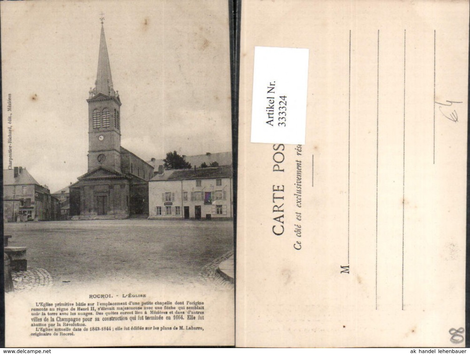 333324,Champagne-Ardenne Ardennes Rocroi L'Eglise Kirche