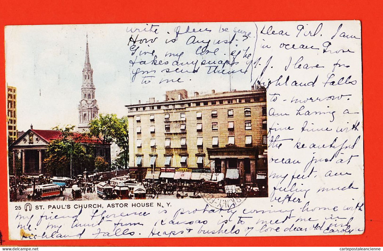 33650 / ⭐ NEW-YORK East Harlem N.Y PAUL'S Church ASTOR House 1902 à Melle MILHAU Montreal / N° 24