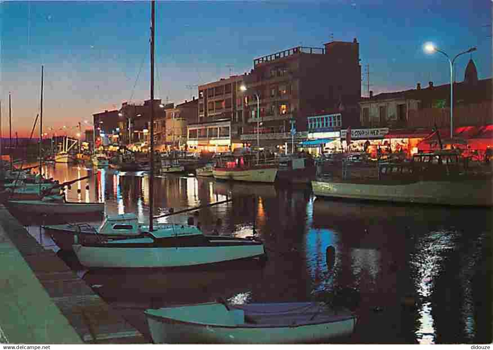 34 - Palavas les Flots - Quai Cuny, la nuit - Bateaux - Flamme Postale de Palavas les Flots - CPM - Voir Scans Recto-Ver