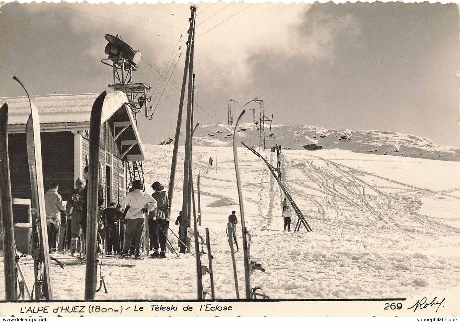 38 - ISÈRE - L'ALPE D'HUEZ - CPSM - téléski de l'Éclose - photo N&B Roby 269