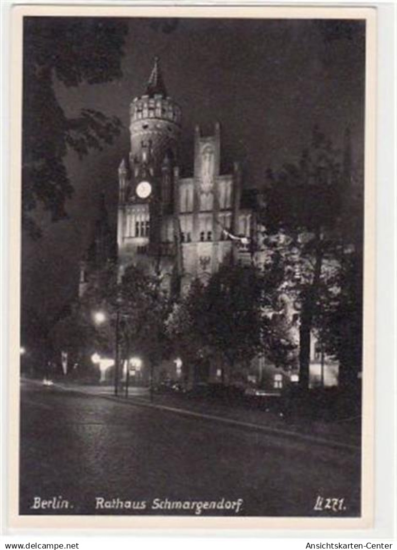 39043862 - Berlin Wilmersdorf mit Rathaus Schmargendorf bei Nacht ungelaufen  Gute Erhaltung.