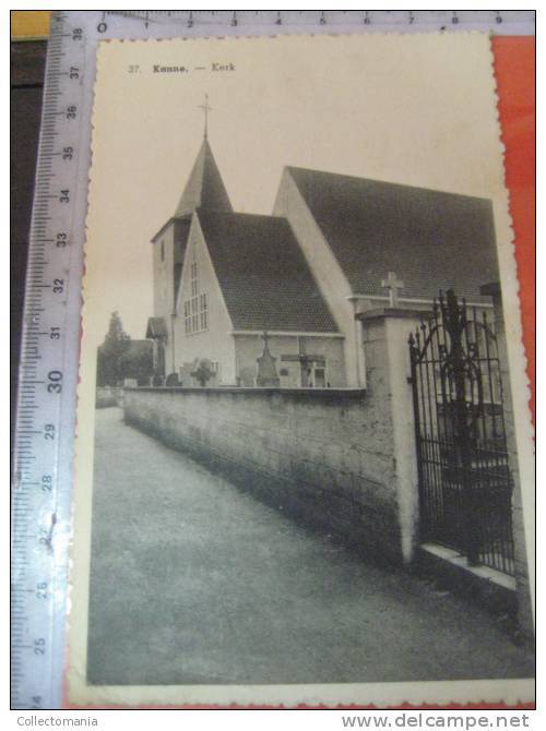 4 postkaarten Kanne bij Riemst  in LIMBURG  de caester  ,Kapel  ,groeten    ,kerk, de molen , Brug