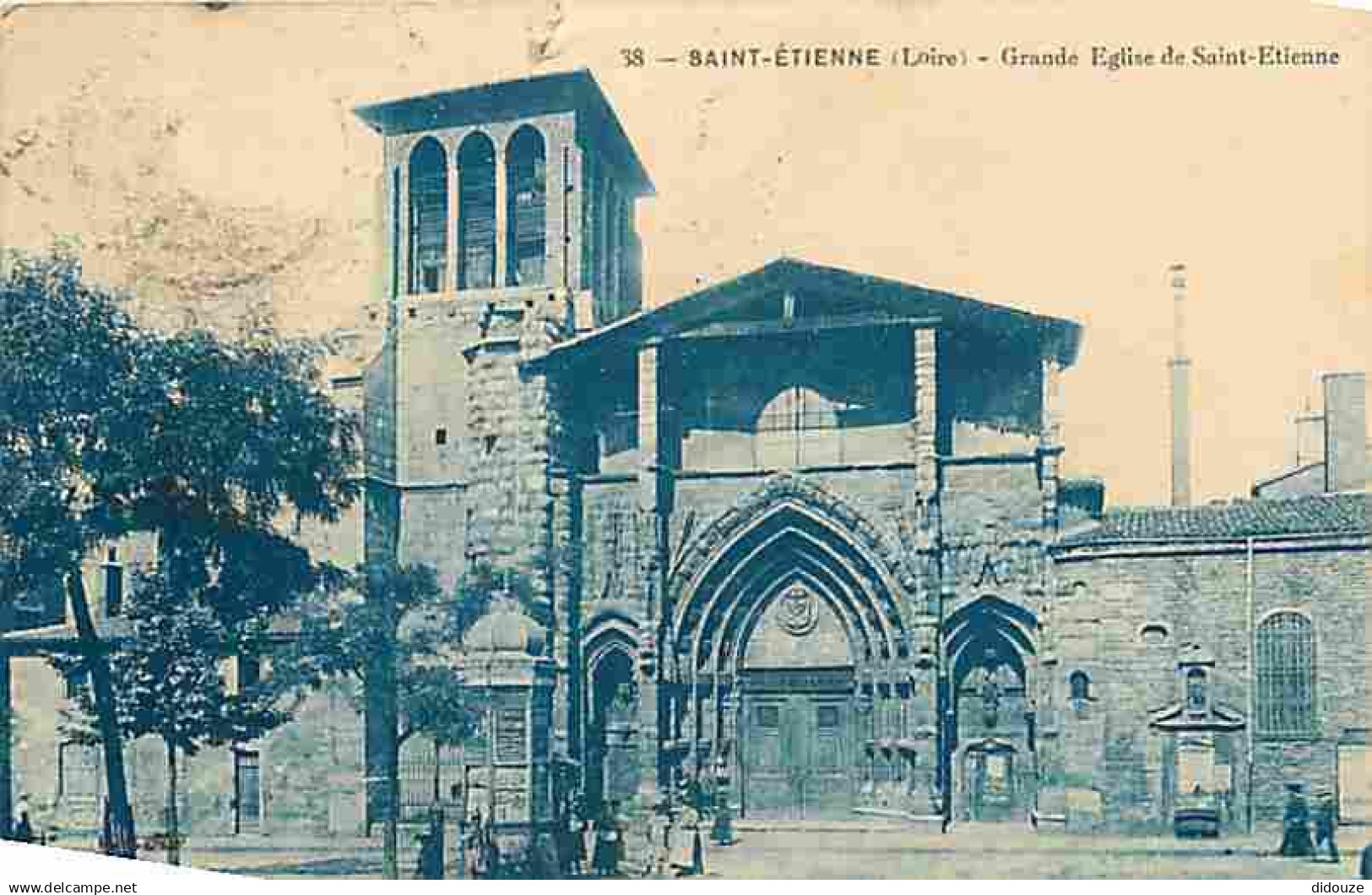 42 - Saint Etienne - Grande Eglise de Saint Etienne - Animée - Oblitération ronde de 1929 - CPA - Voir Scans Recto-Verso