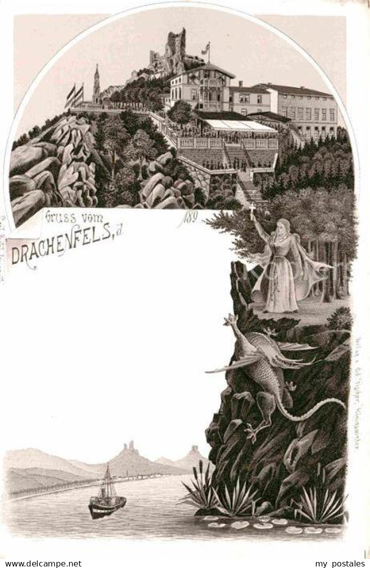 42806850 Drachenfels Restaurant Drache Litho  Drachenfels