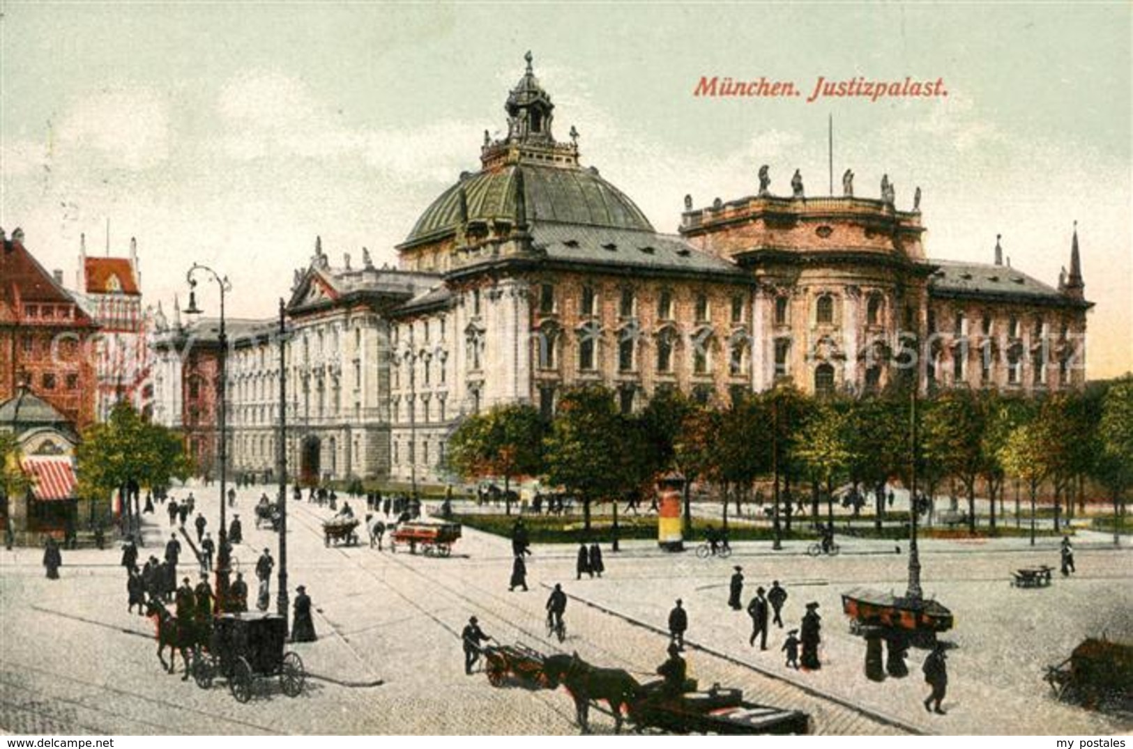 43148068 Muenchen Justizpalast Pferdefuhrwerke Muenchen