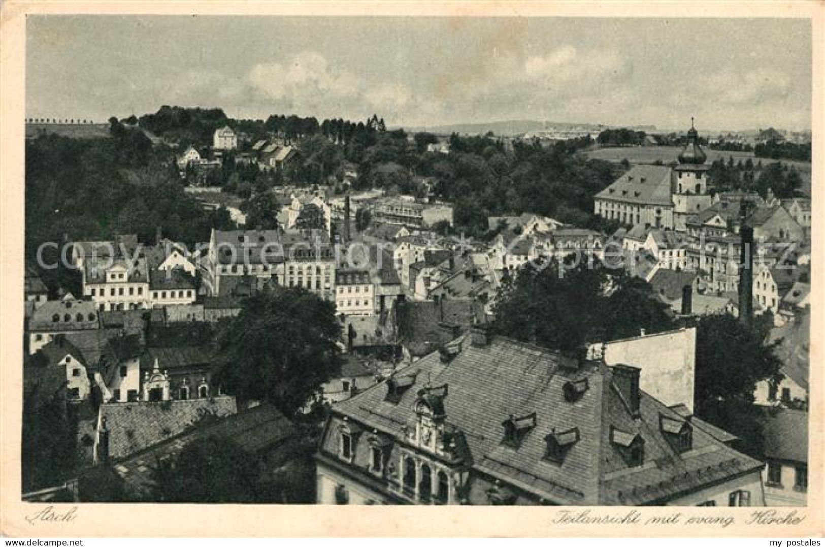 43320116 Asch As Tschechien Stadtblick mit ev Kirche Asch As Tschechien