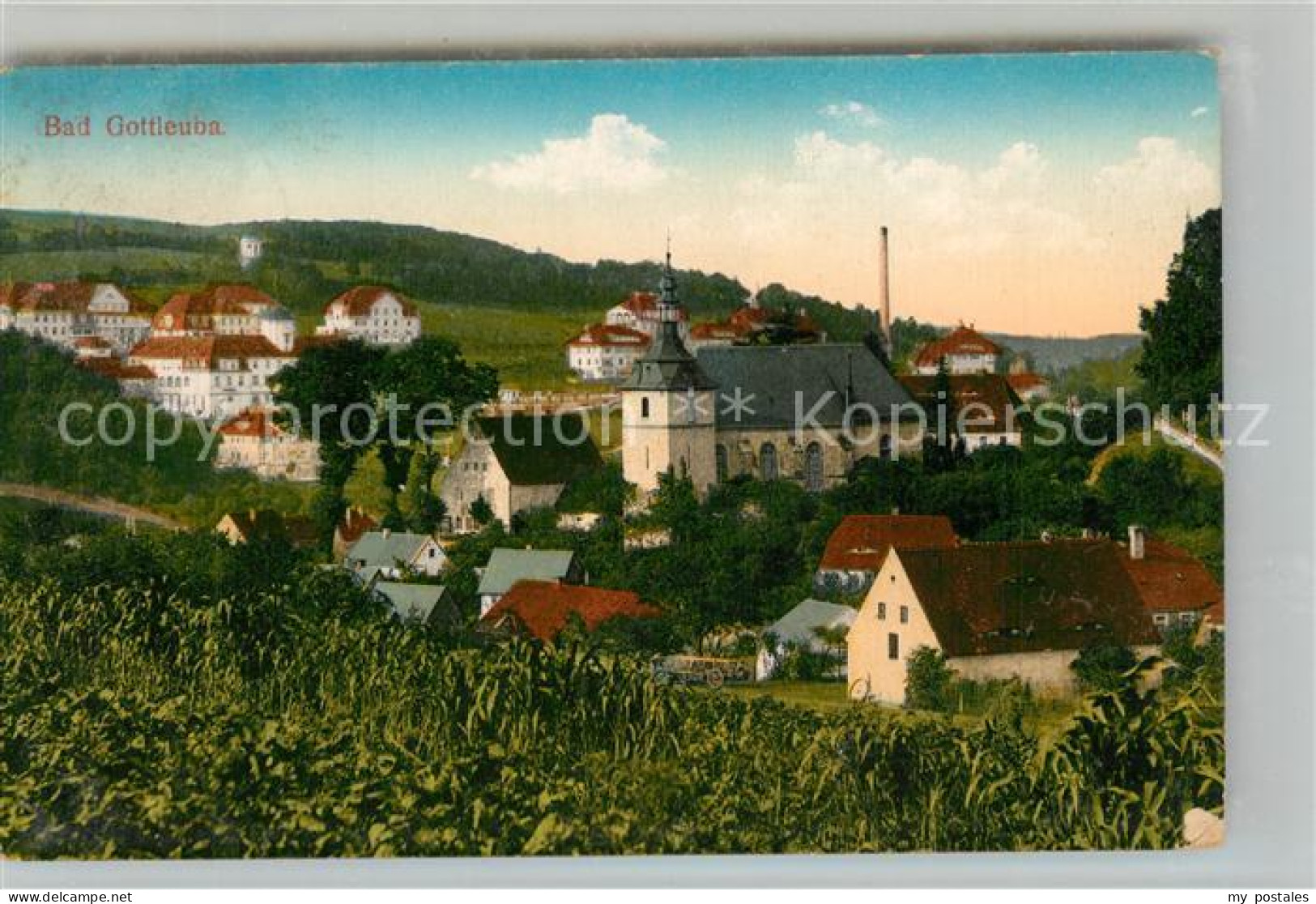 43350259 Bad Gottleuba-Berggiesshuebel Teilansicht mit Kirche Bad