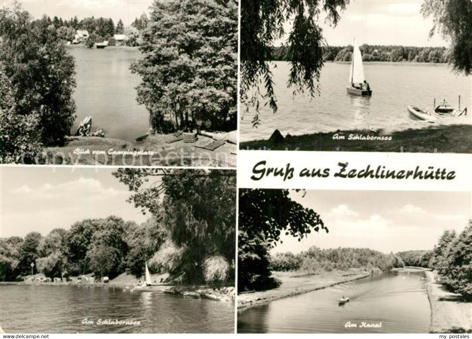 43370837 Zechlinerhuette Schlabornsee Blick vom Campingplatz Segeln Kanal Zechli