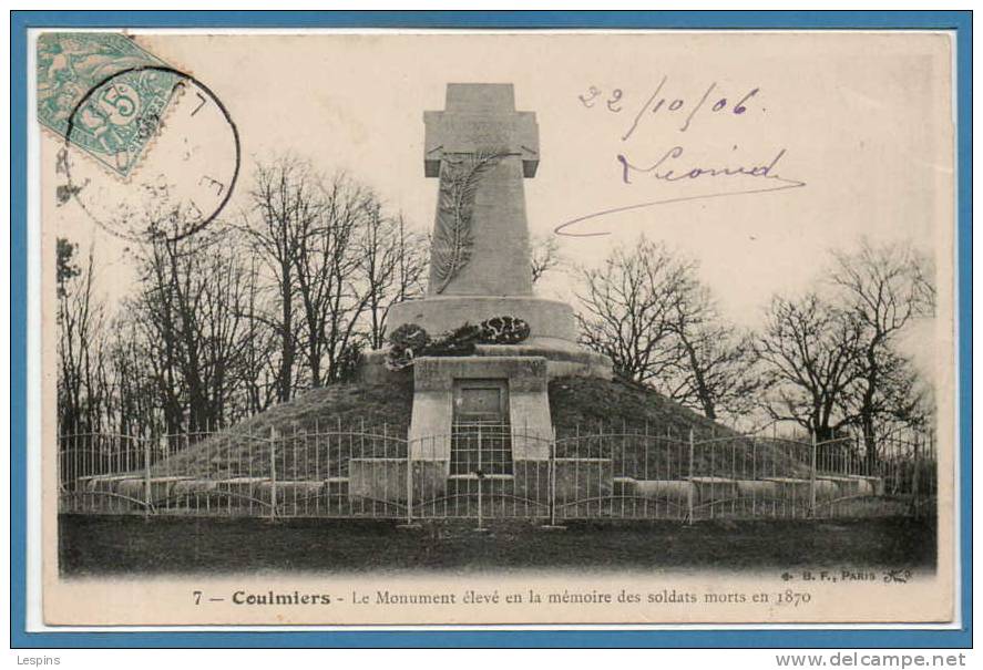 45 - COULMIERS --   Le Monument élevé en .... N° 7