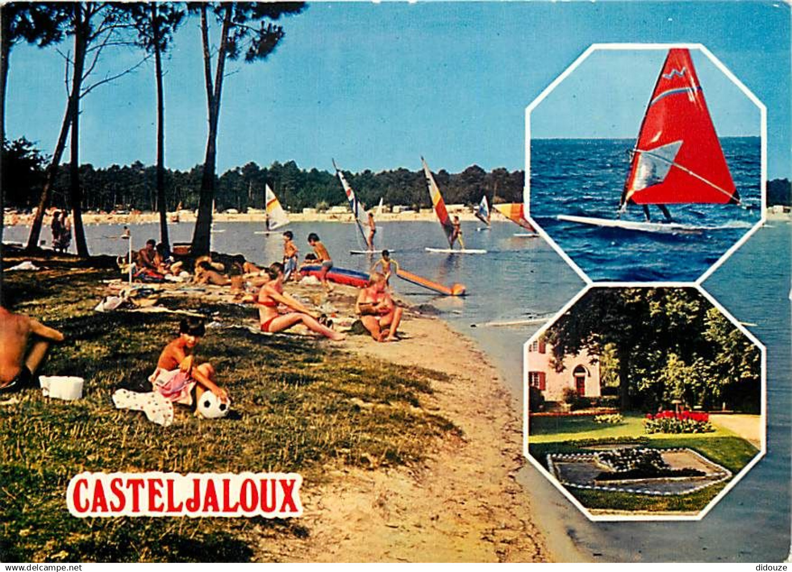 47 - Casteljaloux - Multivues - Le lac de Clarens - Scènes de Plage - Voile - Flamme Postale de Casteljaloux - CPM - Voi