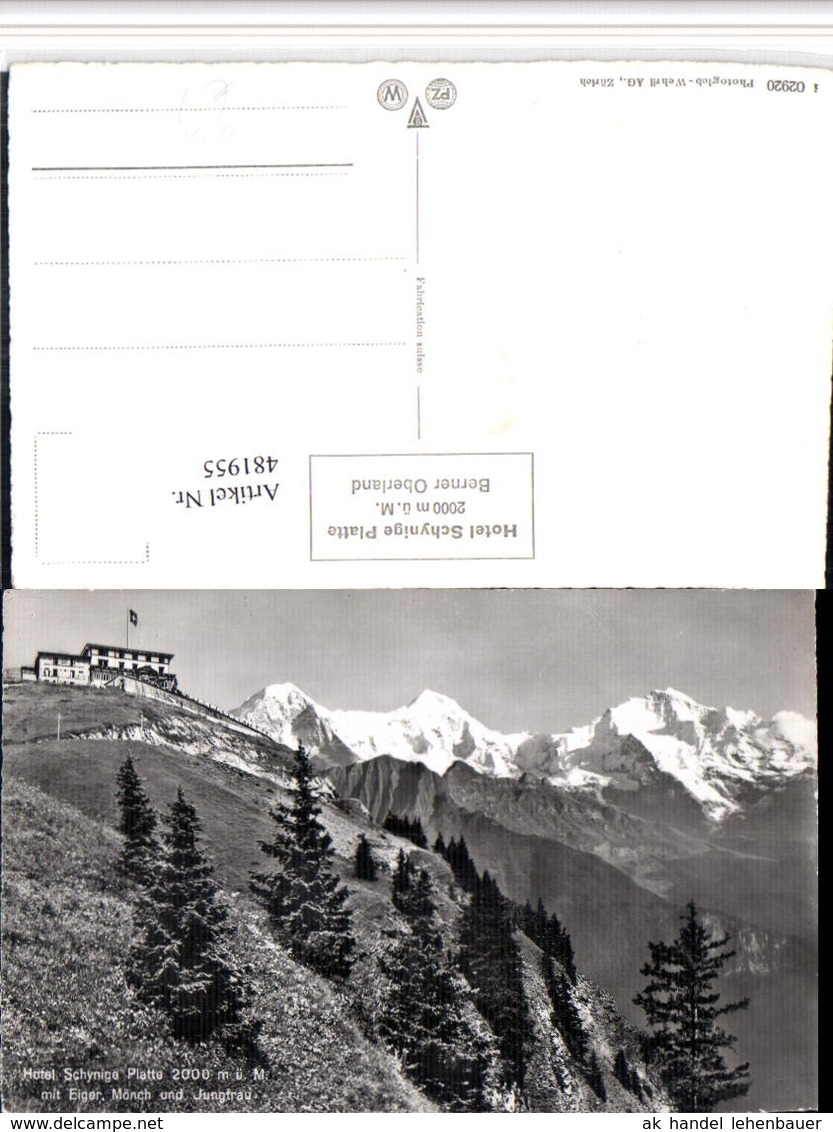 481955,Schynige Platte b. G&uuml;ndlischwand Hotel m. Eiger Bergkulisse Kt Bern