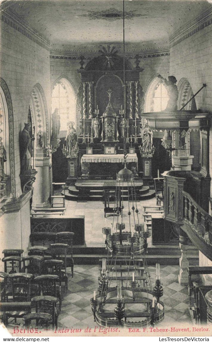 [-5%] BELGIQUE - Berloz - Intérieur de l'Eglise - Carte Postale Ancienne