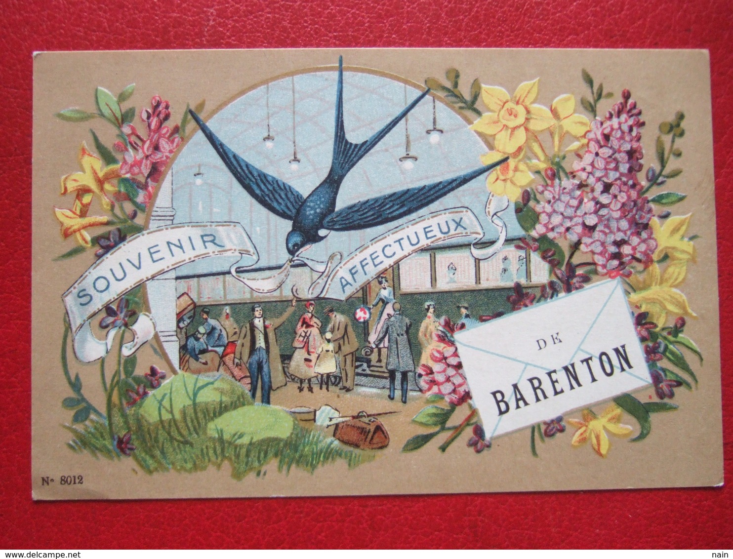 50 - BARENTON - " SOUVNIR AFFECTUEUX DE BARENTON " - GARE , HIRONDELLE  - BELLE CARTE -  ////   RARE  ///