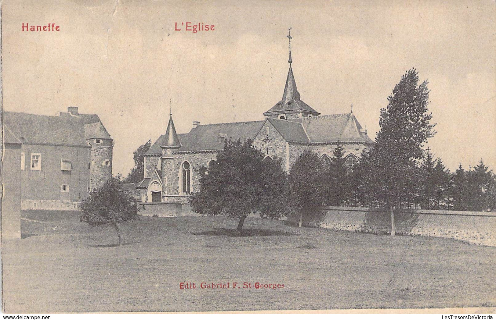 [-50%] Belgique - Haneffe - L'église - Edit. Gabriel F. - Clocher - Oblitéré Liège 1910 - Carte Postale Ancienne