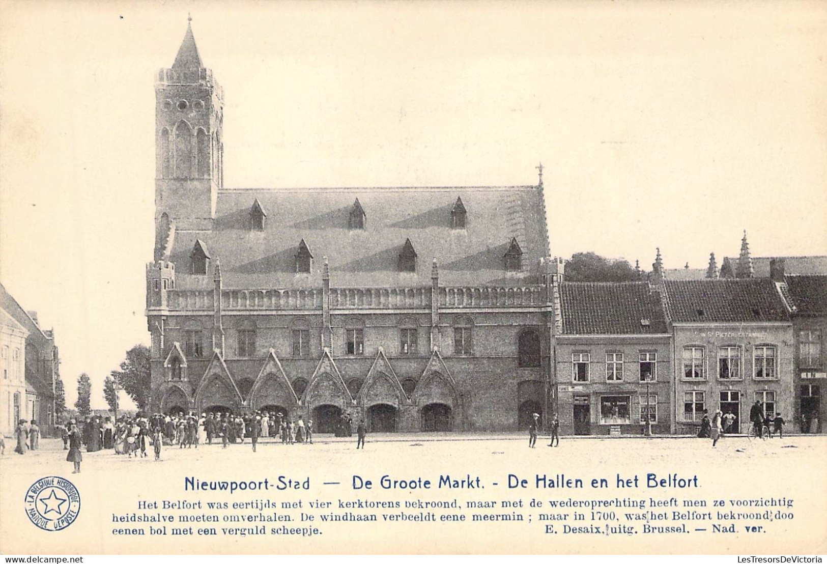 [-50%] BELGIQUE - NIEUWPOORT STAD - De Groote Markt - De Hallen en het Belfort - Edit E Desaix - Carte Postale Ancienne