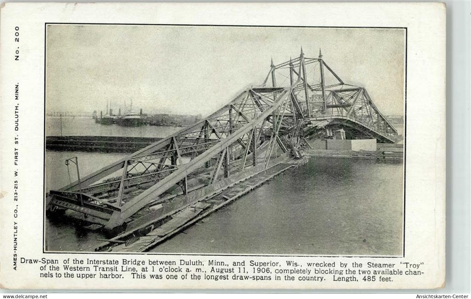 52228221 - Interstate Bridge Bruecke Duluth Superior Wisconsin Draw-Span wrecked by Steamer Troy 1906