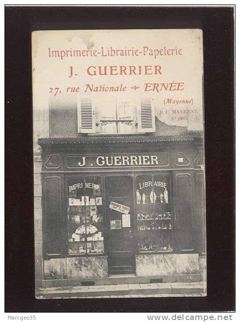 53 ernée imprimerie papeterie j.guerrier 27 rue nationale , publicité magasin de l'éditeur , rare