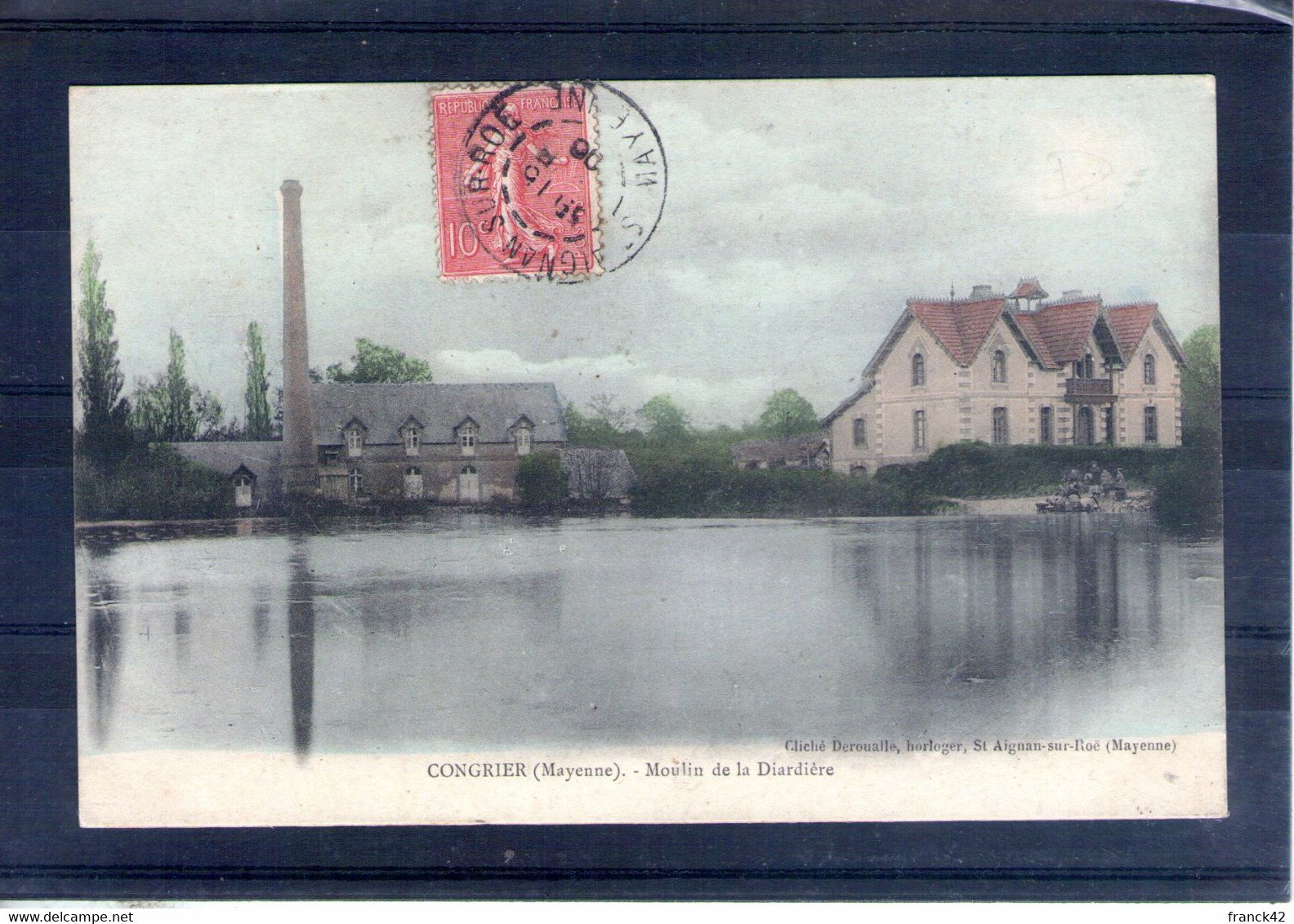 53. saint aignan sur roe. moulin de la diardière. carte colorisée. carte "molle"