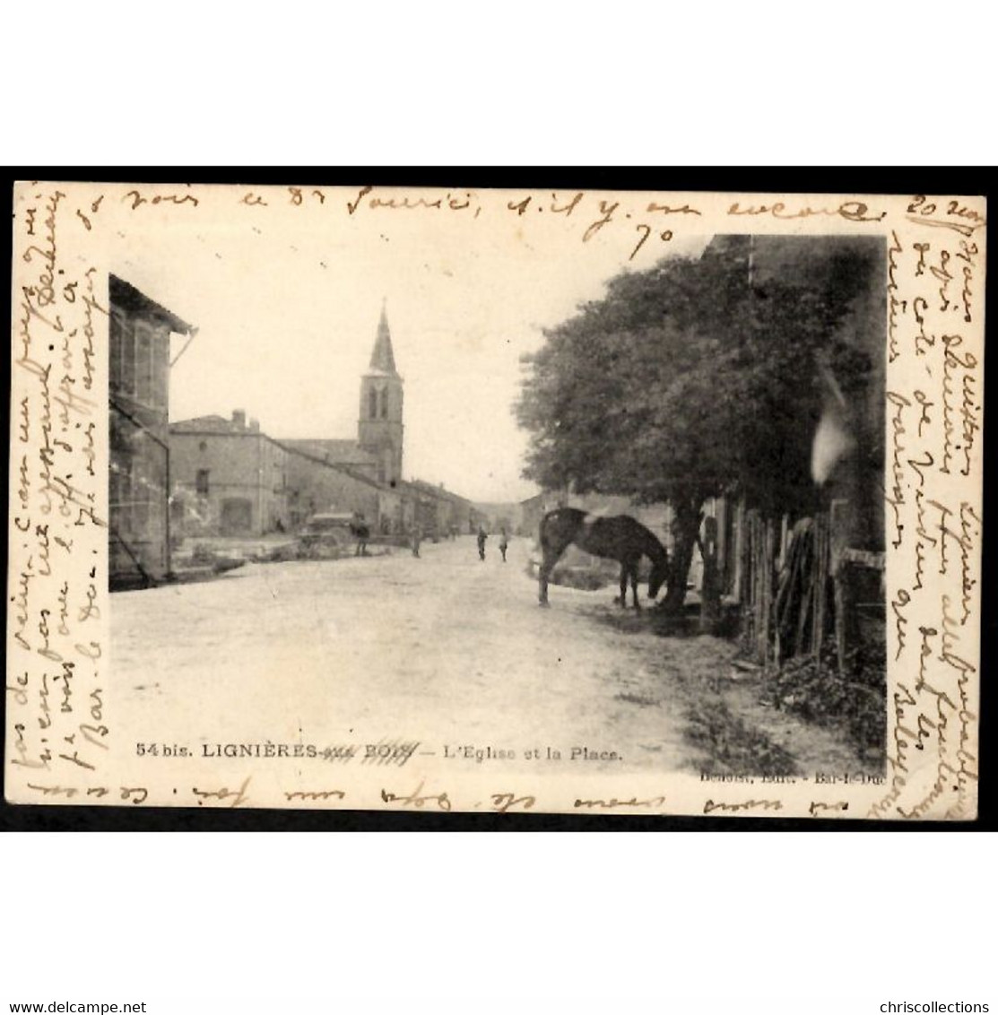 55 - LIGNIERES AUX BOIS (Meuse) - L'Eglise et la Place