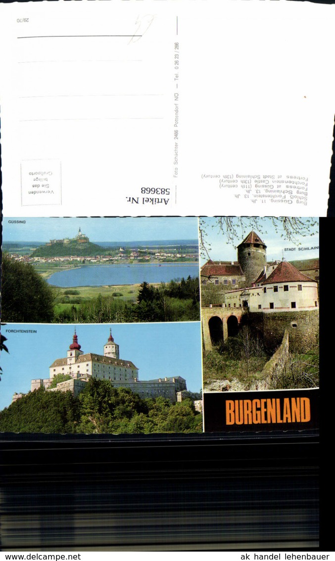 583668,Mehrbild Ak Burg G&uuml;ssing Schloss Forchtenstein Burg Schlaining