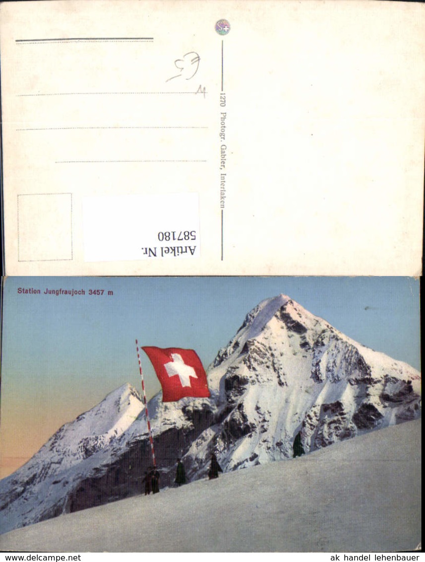 587180,Station Jungfraujoch Fahne Patriotik Fieschertal Switzerland