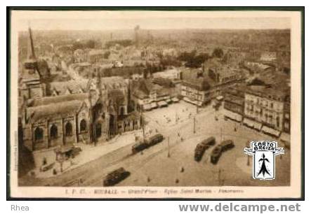 59 Roubaix - 67 - ROUBAIX - Grand'Place - Eglise Saint-Martin - Panorama - sépia