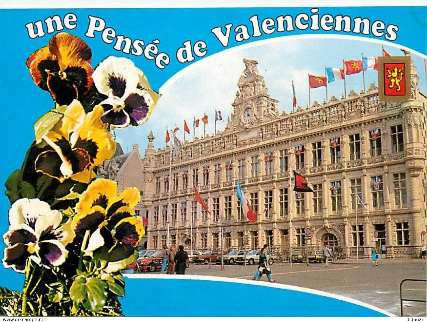 59 - Valenciennes - L'Hotel de Ville - Une pensée de Valenciennes - Fleurs - CPM - Voir Scans Recto-Verso