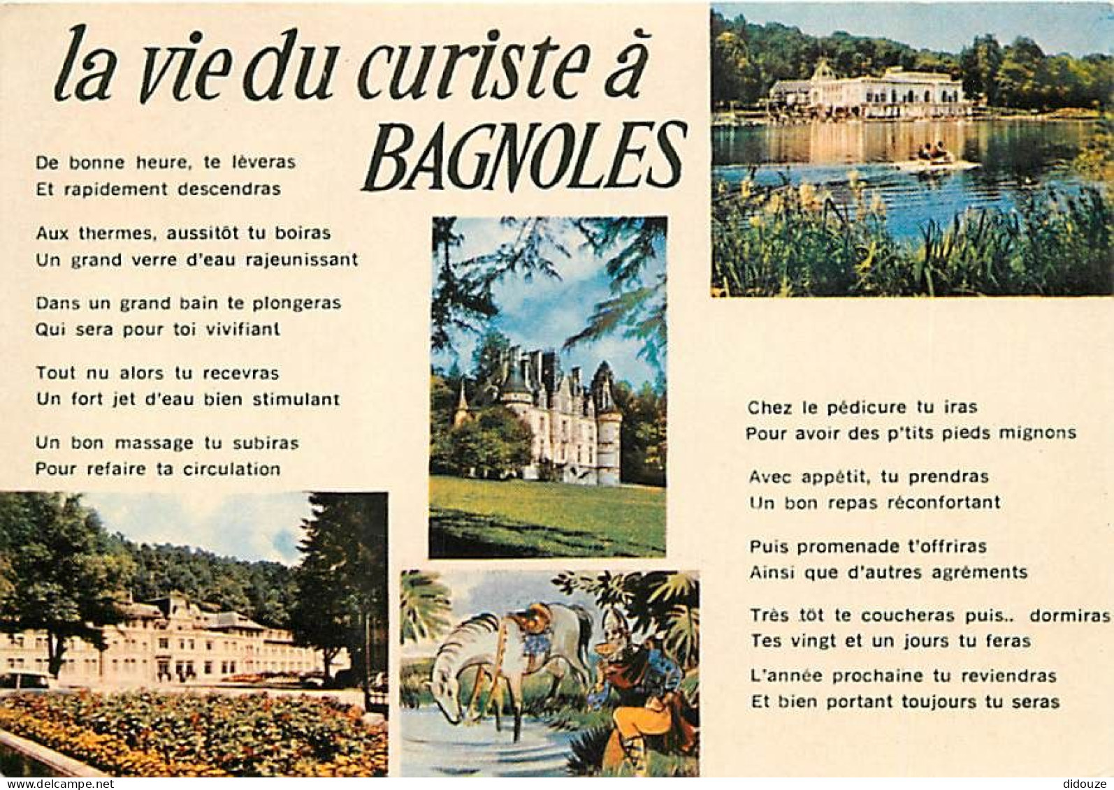 61 - Bagnoles de l'Orne - La vie du curiste à Bagnoles - Multivues - Flamme Postale de Bagnoles de l'Orne - CPM - Voir S