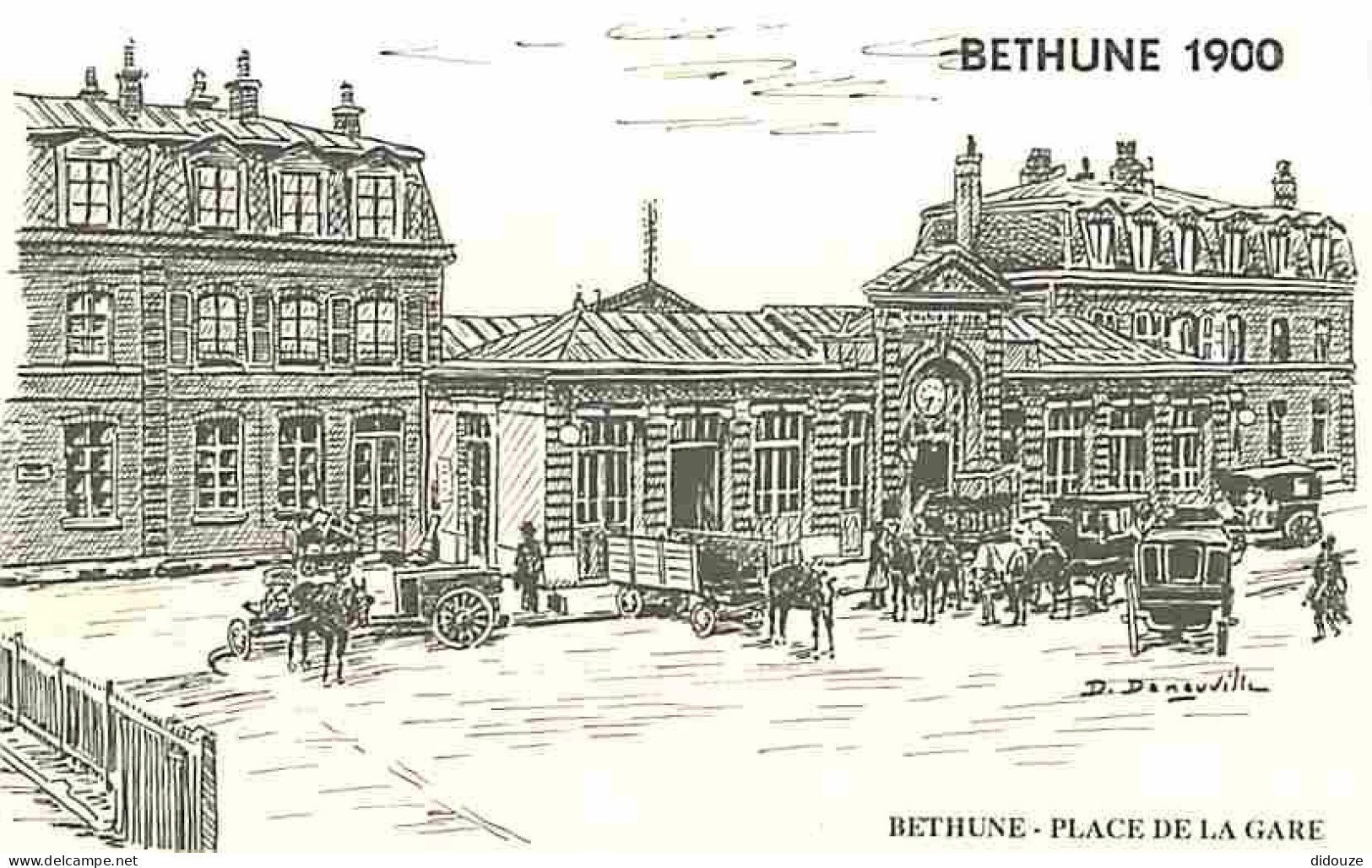 62 - Béthune - Béthune 1900 - Place de la Gare - Chevaux - Fiacres - Carte Neuve - CPM - Voir Scans Recto-Verso