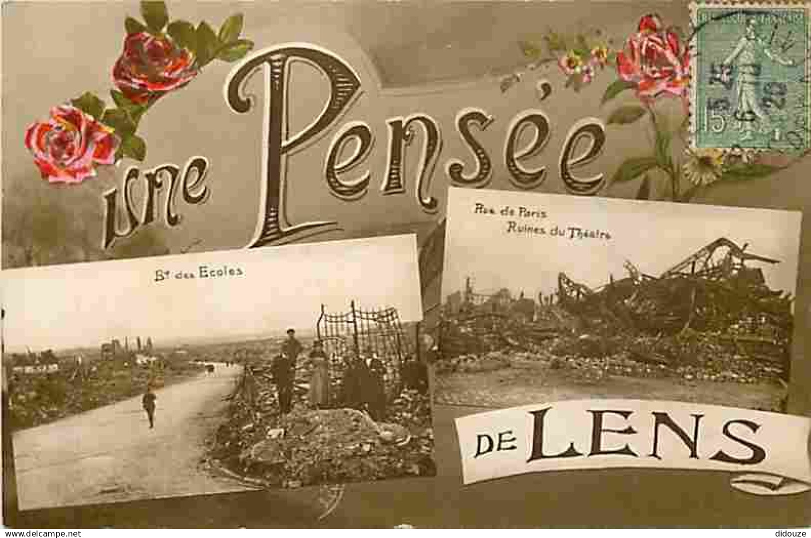 62 - Lens - Une Pensée de Lens - Multivues - Ecrite en 1920 - CPA - Voir Scans Recto-Verso