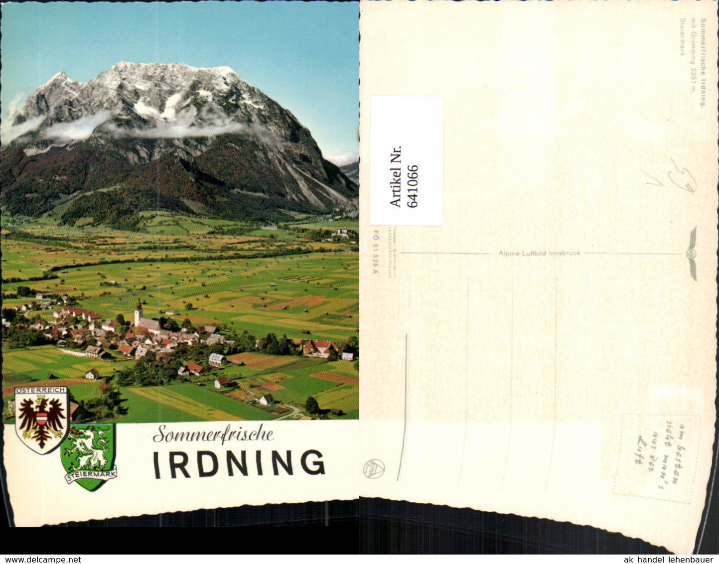 641066,Irdning m. Grimming Irdning-Donnersbachtal pub Alpine Luftbild F&Ouml; 51525A