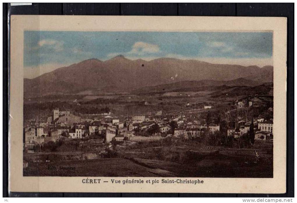 66 - Céret - Vue Générale et Pic Saint-Christophe - Bleutée