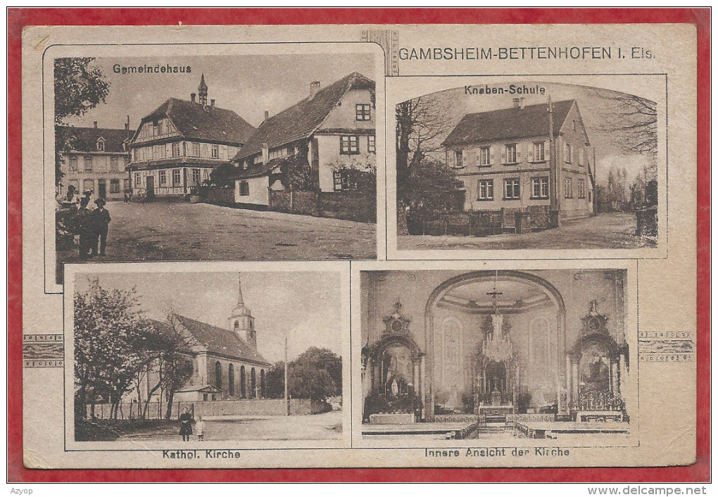 67 - GAMBSHEIM - BETTENHOFEN - Gemeindehaus - Knaben Schule - Kath. Kirche -