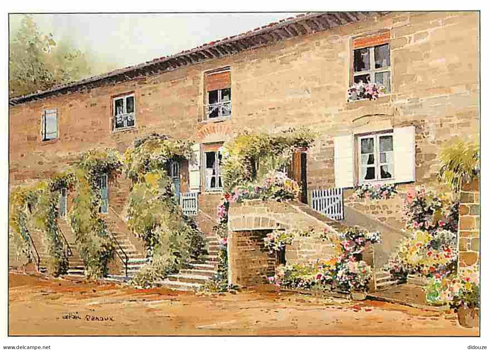 69 - Beaujeu - Domaine de la Grange-Charton légué aux hospices de beaujeu en 1806 - Aquarelle de Allain Renoux - CPM - V