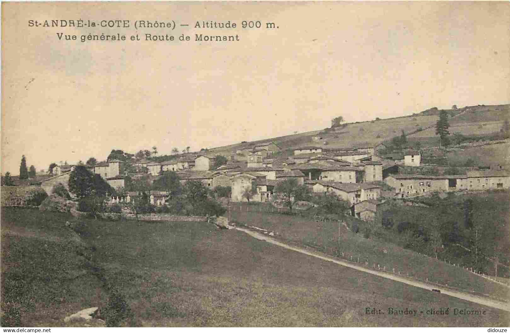 69 - Saint André la Côte - Vue générale et Route de Mornant - CPA - Oblitération ronde de 1925 - Voir Scans Recto-Verso