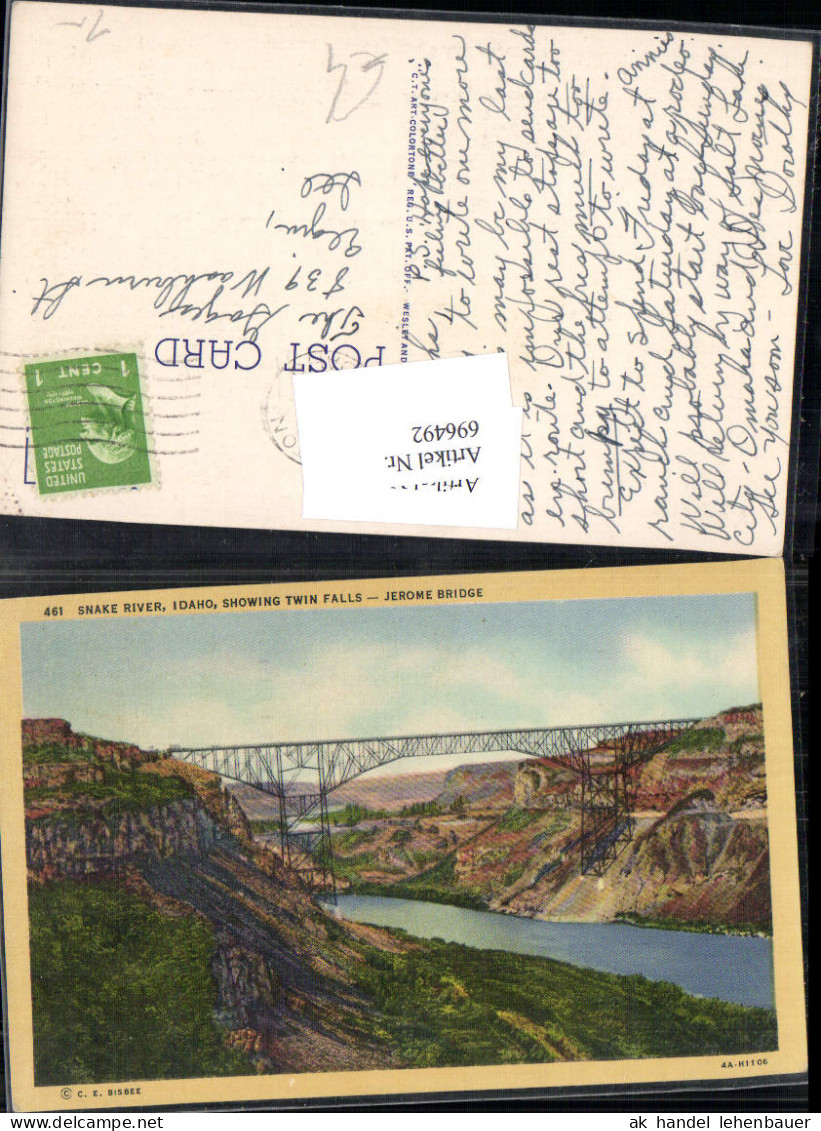 696492 Snake River Idaho Showing Twin Falls Jerome Bridge