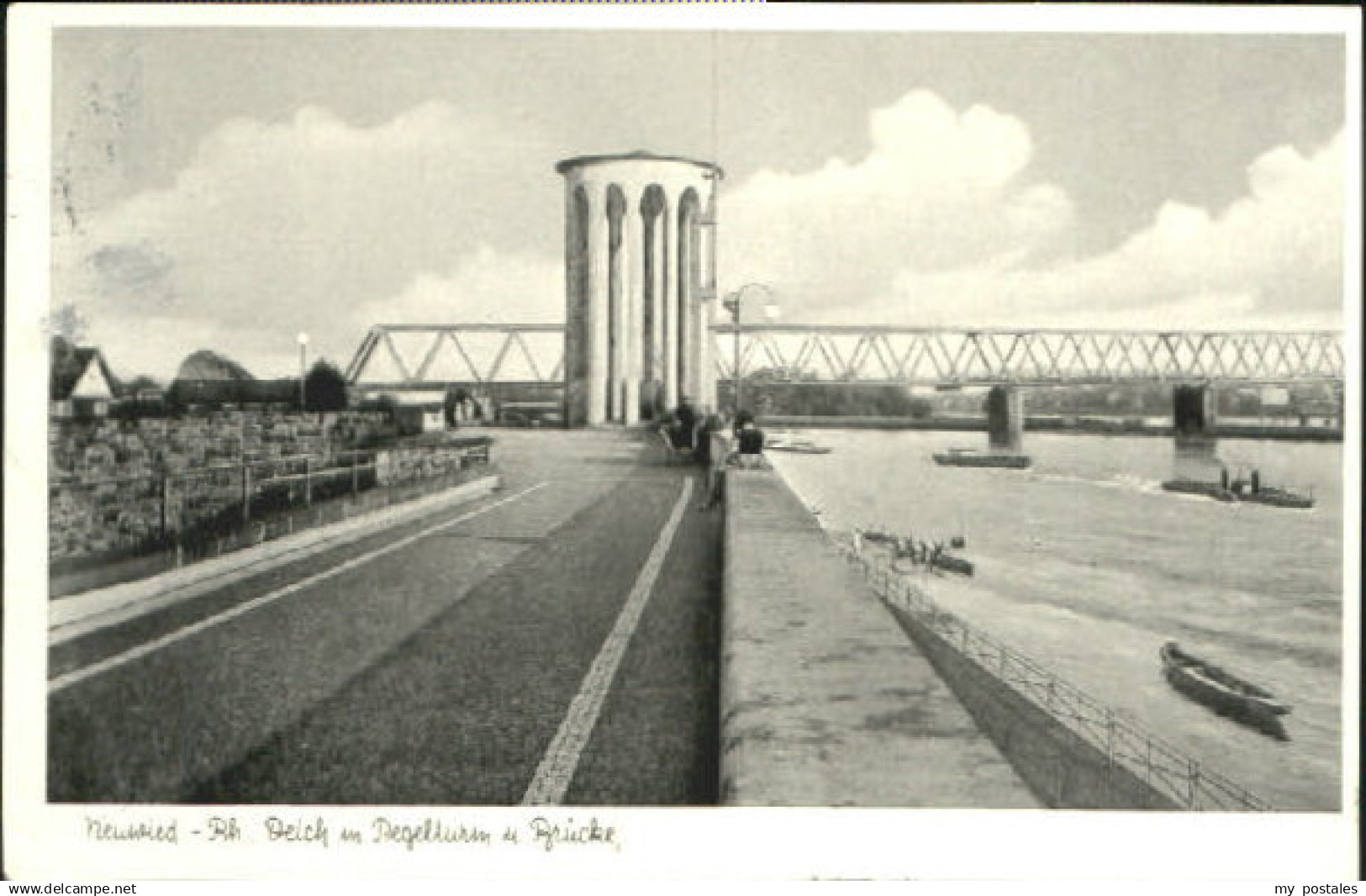 70078309 Neuwied Rhein Neuwied Pegelturm Bruecke x 1953