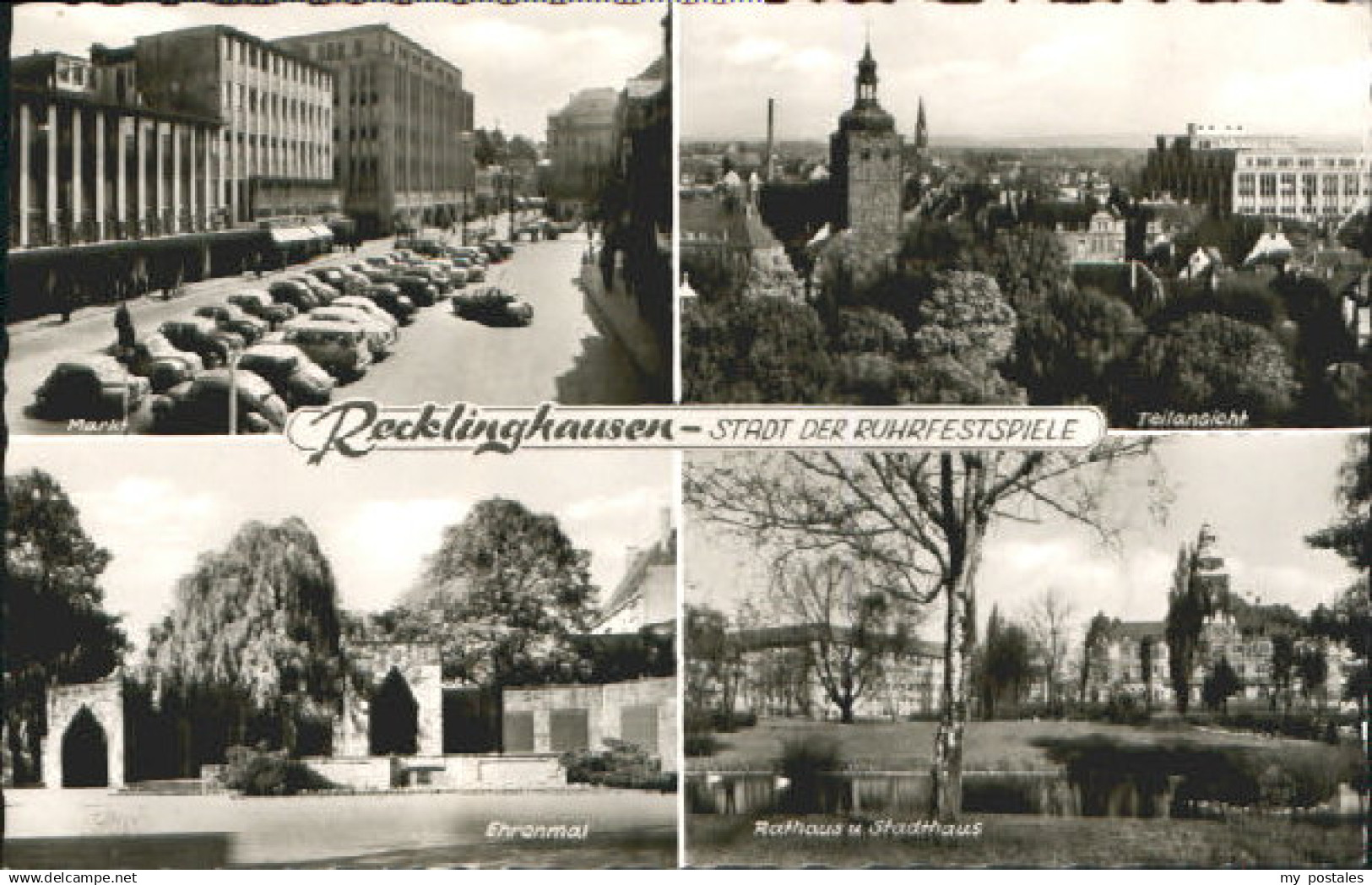 70080010 Recklinghausen Westfalen Recklinghausen Ehrenmal Rathaus x 1958