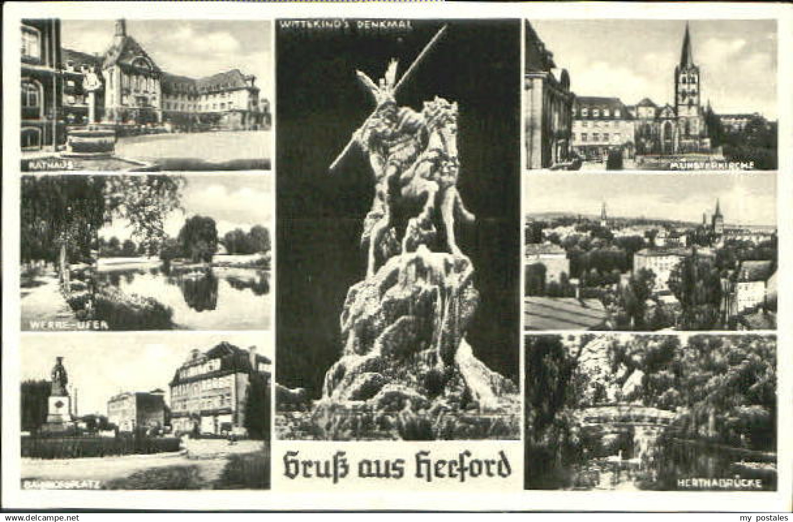 70083457 Herford Herford Rathaus Ufer Patz Bruecke x 1954 Herford