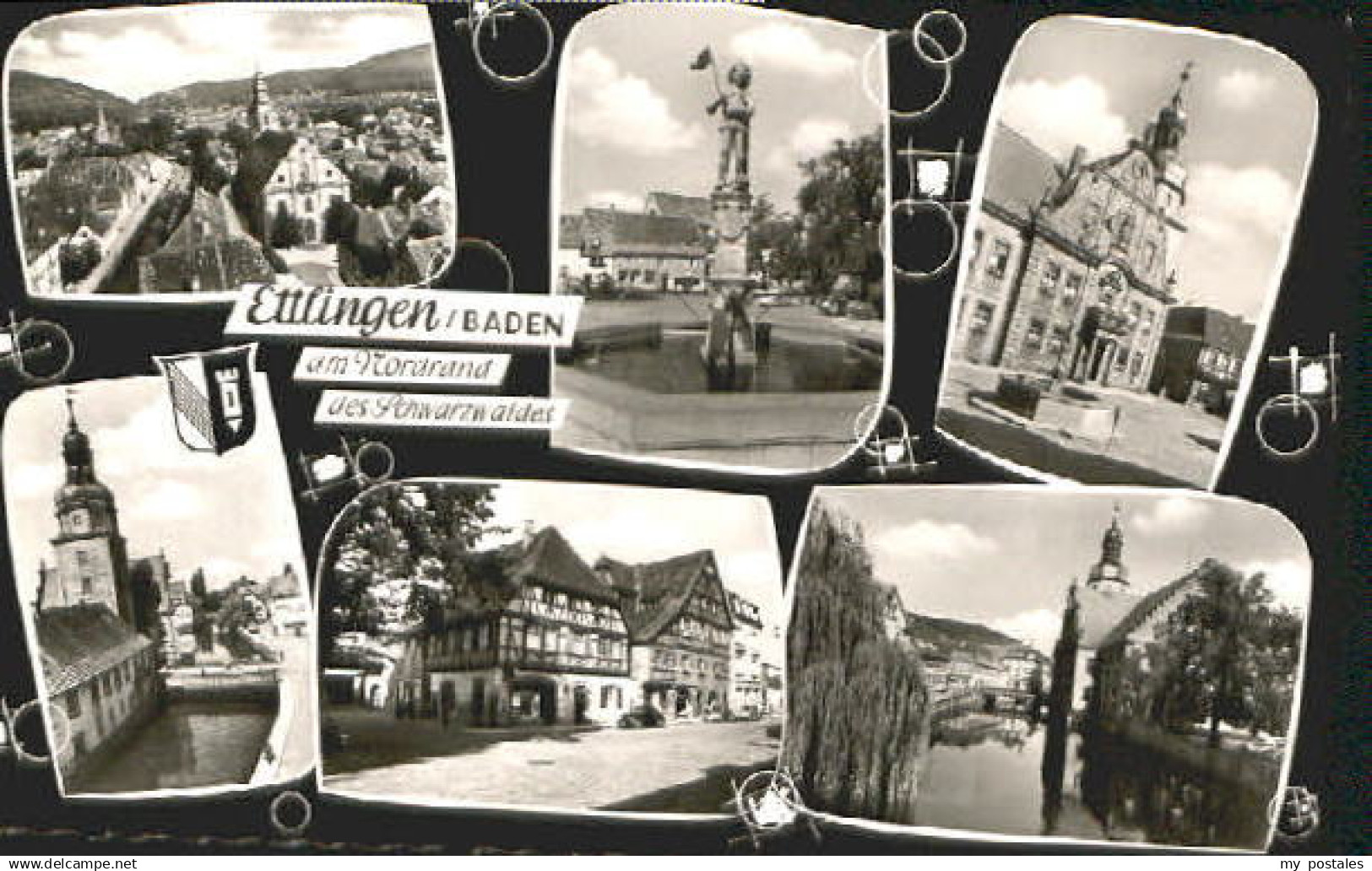 70090505 Ettlingen Ettlingen Baden Schule Halle Kirche x 1961