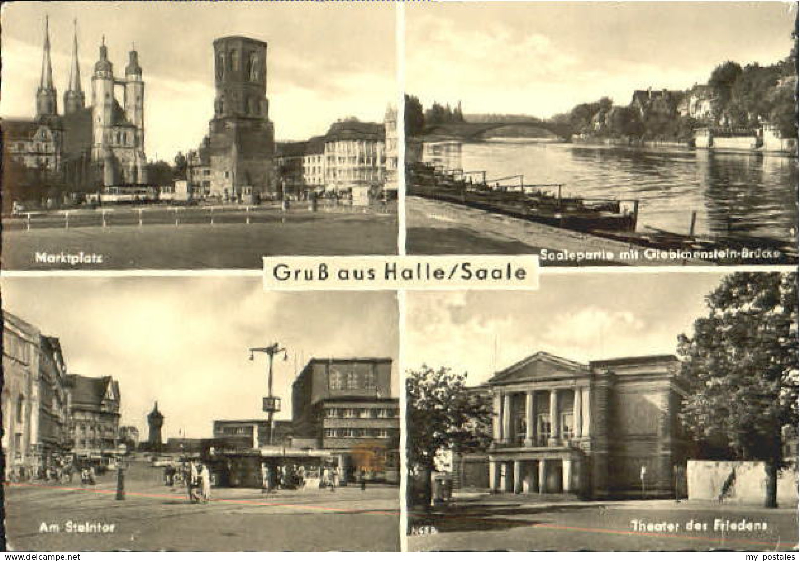 70091942 Halle Saale Halle Saale Marktplatz Tor Theater Bruecke